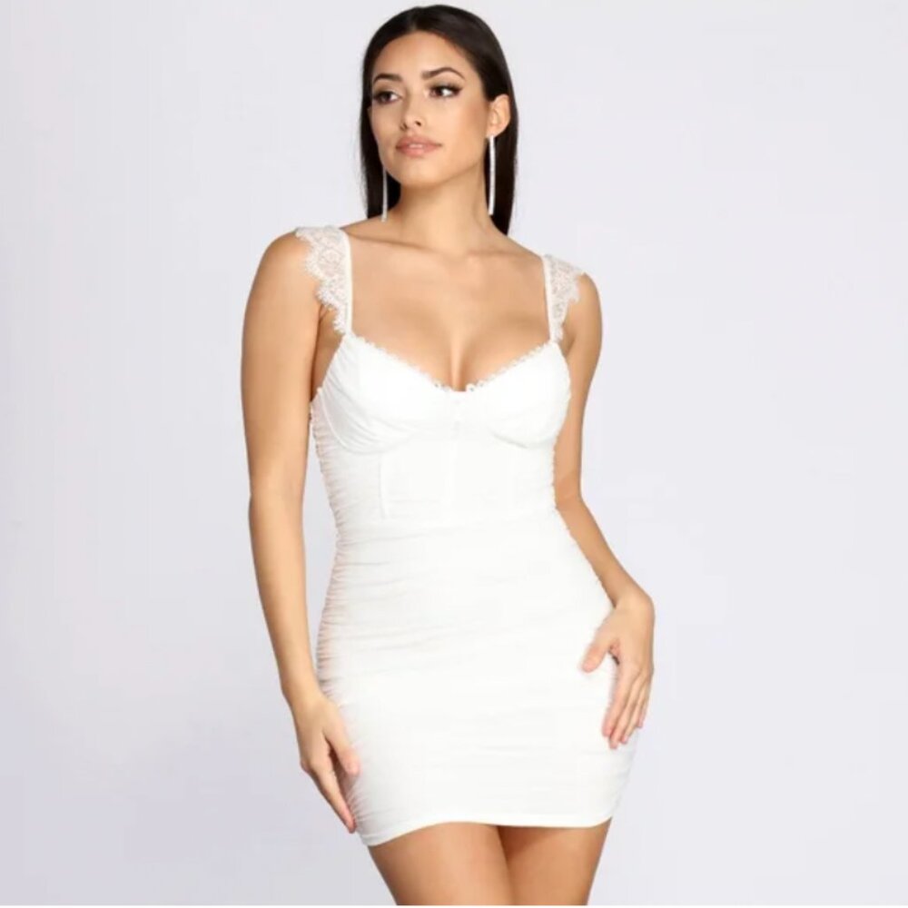 Windsor Take It Up A Notch Ruched Mini Dress - Size XS
